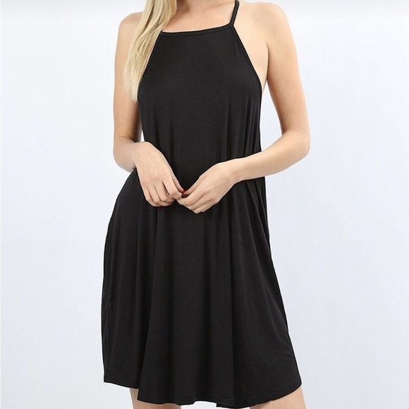 Zenana Womens Size Large Gray Spaghetti Strap Drop Arm Mini Dress Cover Up - Picture 3 of 5